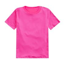 Camiseta Infantil Manga Curta 1 A 3 Anos Malha Lisa Rosa Básica 100% Algodao Menina