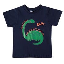 Camiseta Infantil Manga Curta Azul Marinho Dinossauro Camiseta Infantil Manga Curta Azul Marinho Dinossauro