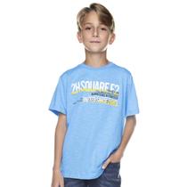 Camiseta Infantil Manga Curta Azul Square Malha Jet Flamê Have Fun