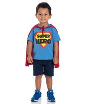 Camiseta Infantil Manga Curta Com Capa Super Hero - Gueda