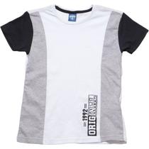Camiseta Infantil Manga Curta Com Recortes E Ombro Descolado Branco- Yeapp