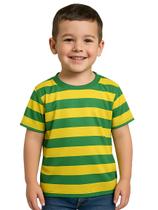 Camiseta Infantil Manga Curta Torcedor Brasil Listrada Verde Amarela