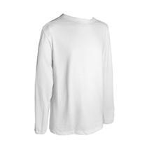 Camiseta infantil Manga longa 4 a 8 anos Branco Puro 100 Algodão dia a dia Uniforme Escolar Passeio Verão Parques Confortável Dupla costura juvenil