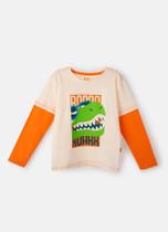 Camiseta Infantil Manga Longa Algodão Dino Surf Puket