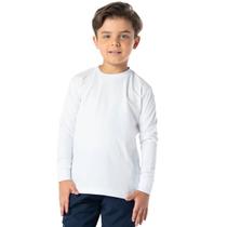 Camiseta Infantil Manga Longa Menino Básica Algodão Branca