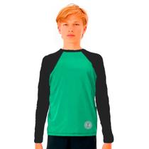 Camiseta Infantil Manga Longa Menino Uv50 Verde Preto 1 a 14