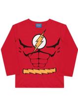 Camiseta Infantil Manga Longa, The Flash, Produto Oficial - Kamylus