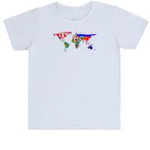 Camiseta Infantil Mapa Mundi Bandeiras Camiseta Infantil Mapa Mundi Bandeiras
