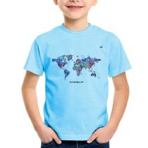 Camiseta Infantil Mapa mundi mosaico - Foca na Moda