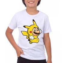 Camiseta Infantil Mario Pikachu Pokemon