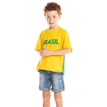 Camiseta Infantil Masculina Amarela Brasil Copa do Mundo 2022