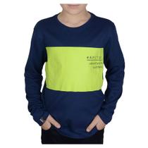 Camiseta Infantil Masculina Applicato ML Azul Navy - APT3