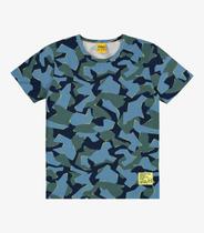 Camiseta Infantil Masculina Camuflada Rovi Kids Azul