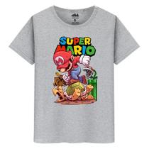 Camiseta Infantil Masculina Casual Algodão Mario