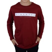 Camiseta Infantil Masculina KingJoe ML Logomania Bordô CA1010