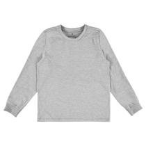 Camiseta Infantil Masculina Manga Longa Com Punho Básica Cinza Mescla Malwee