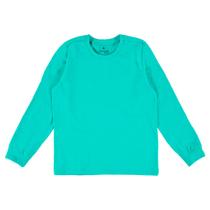 Camiseta Infantil Masculina Manga Longa Com Punho Básica Verde Água Malwee