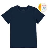 Camiseta Infantil Masculina Meia Manga Azul em 100% Algodão com Malha UV - Malwee Camiseta Infantil Masculina Meia Manga Azul em 100% Algodão com Malha UV - Malwee
