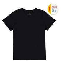 Camiseta Infantil Masculina Meia Manga Preta em 100% Algodão com Malha UV - Malwee