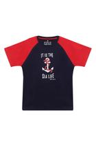Camiseta Infantil Masculina Nautical Polo Wear Azul Escuro