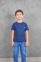 Camiseta Infantil Masculina Pulla Bulla Símbolos Marinho