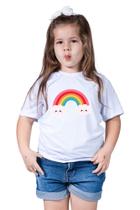 Camiseta Infantil Menina Arco iris Colorido