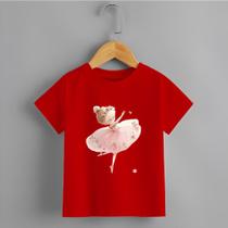 Camiseta Infantil Menina Bailarina Estampada Personalizada 100% Algodão Premium