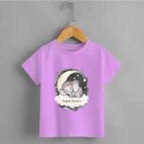 Camiseta Infantil Menina Elefante Happy Dreams Personalizada Lançamento Fofa