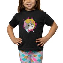 Camiseta Infantil Menina Gatinha Coração Manga Curta