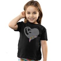 Camiseta Infantil Menina Gato Coração Gatinho Manga Curta