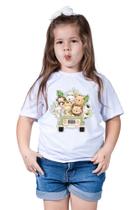 Camiseta Infantil Menina Menino Safari Zoológico Animais Selvagens Leão - Retha Estilos