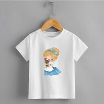 Camiseta Infantil Menina Princesa Azul Ratinho 100% Algodão
