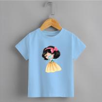 Camiseta Infantil Menina Princesa e Passarinho Blusa 100% Algodão Confortável