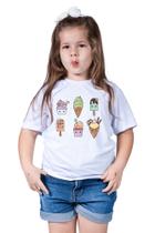 Camiseta Infantil Menina Sorvete Calor Colorido picolé