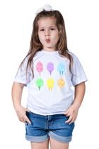Camiseta Infantil Menina Sorvete Colorido Verão Picolé Estilosa
