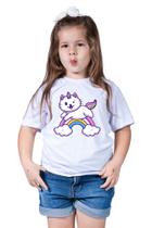Camiseta Infantil Menina Unicórnio Colorido Arco Iris Girl
