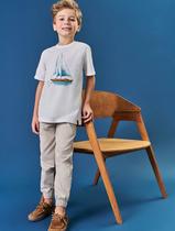 Camiseta Infantil Menino Barco Vela Natural Divertto Camiseta Infantil Menino Barco Vela Natural Divertto