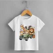 Camiseta Infantil Menino Carro Safari Personalizada 100% Algodão