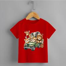 Camiseta Infantil Menino Carro Safari Personalizada 100% Algodão