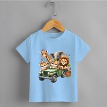 Camiseta Infantil Menino Carro Safari Personalizada 100% Algodão