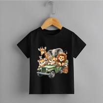 Camiseta Infantil Menino Carro Safari Personalizada 100% Algodão