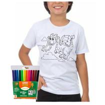 Camiseta infantil menino colorir desenho dragão dia das crianças