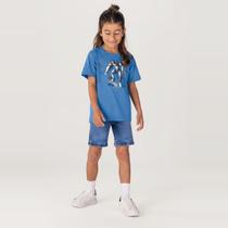 Camiseta Infantil Menino De Robô Azul Claro Brandili