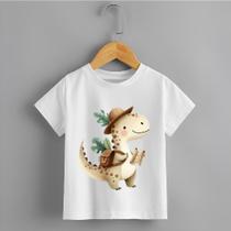 Camiseta Infantil Menino Dino Explorador Personalizada 100% Algodão