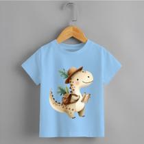 Camiseta Infantil Menino Dino Explorador Personalizada 100% Algodão