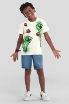 Camiseta infantil menino do Minecraft em gel Brandili Camiseta infantil menino do Minecraft em gel Brandili