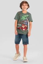 Camiseta infantil menino dos Vingadores metalizado Brandili