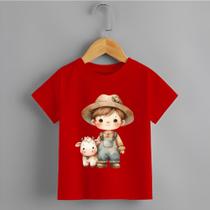 Camiseta Infantil Menino Fazendeiro Vaquinha Personalizada Tecido Premium