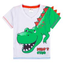 Camiseta Infantil Menino Gola V Dinossauro Fantoni Tam 1ao8