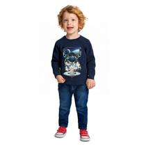Camiseta Infantil Menino Inverno Meia Malha Confortável Moderna Sofisticada Kyly 1000820